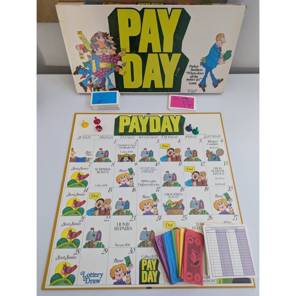 Pay Day Board Game Parker Brothers Vintage Family Finance Game Set 1970s